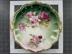 Antiguo plato de decoración de flores recortadas en oro Empire China #4058 - Imagen 1 de 8