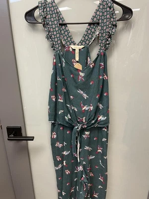 Mono para mujer Matilda Jane mameluco verde floral con volantes correas - talla XS Foto 1 de 4