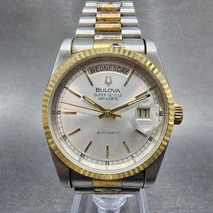 Bulova Super Seville Automatic President Watch Men 36mm Silver Dial Two Tone Run - Picture 1 of 15
