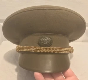 Authentic Vintage Soviet USSR Army Officer Uniform Visor Cap Hat & Badge Size 57 - Picture 1 of 13