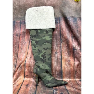 Good American High Kickstand Camouflage Neoprene Knee High Boots - size 8.5 - Picture 1 of 11