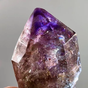 2 Moving Bubbles! Rare Rainbow Filled Elestial Shangaan Amethyst Sceptre Enhydro - Picture 1 of 10