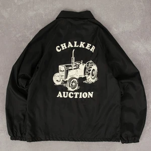 Vintage 90s Chalker Auction Coach Jacket S Made in USA Men's Black Back Print - Bild 1 von 6