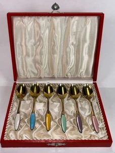 Frigast 925 Sterling Silver Colorful Enamel Spoons Set - Denmark - Picture 1 of 4