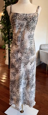 Talla M 12 Ropa Conectada Estampado Animal Vestido Sin Mangas Chifón Tanque Maxi Midi De Colección Foto 1 de 4