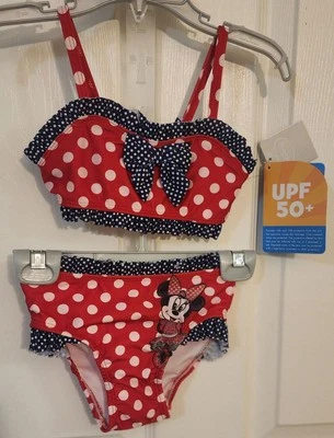NWT Disney Store Minnie Mouse Red Swimsuit Girls Tankini Bikini Set Size 4 - Image 1 of 4