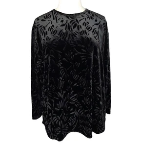 Vintage Samt Ausbrenner Top Damen 2x schwarz Blumen Whimsigoth dunkel romantisch Boho 90er - Bild 1 von 12