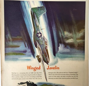 P51 Mustang North American Aviation WWII Vintage 1945 Magazine Print Ad - Picture 1 of 6