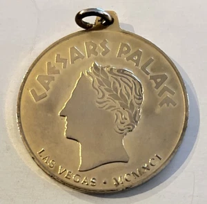 Vintage Caesars Palace Las Vegas Coin Chain MCMXCI Gold Tone Medallion Necklace - Picture 1 of 2