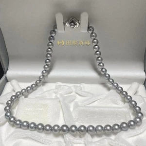 Tasaki Pearls Large Akoya Pearl Necklace, Tasaki, 7.5-8.0mm, Gray Pearl - Picture 1 of 10