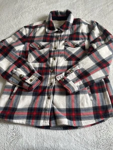 Sage Collective Damen Bluse M Button Down rot grau Fleece gefüttert Flanell Tasche - Bild 1 von 10