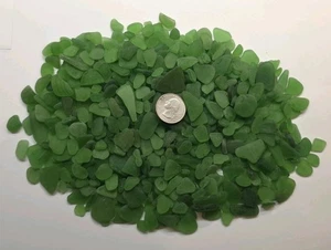 GENUINE SURF TUMBLED SEA GLASS FROM PUERTO RICO / 1.1+ LB GREEN #2 - Picture 1 of 2