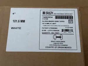 Brady 113109 Globalmark B595 Tape Vinyl Labels 4" x 100' WHITE - New - Picture 1 of 3