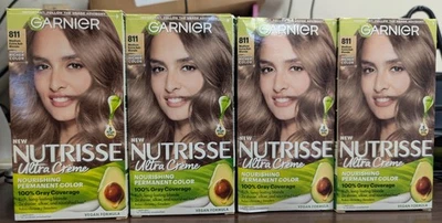 4 GARNIER NUTRISSE  NOURISHING  PERMANENT COLOR 811 MEDIUM EXTRA ASH BLONDE NIB - Image 1 of 2