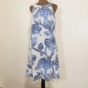 J Mclaughlin Womens Catalina Cloth 100% Linen Dress Size 10 Beach Preppy Coastal - Picture 1 of 13