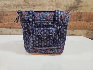 Vtg 90s Vera Bradley Navy Bue Quilted Double Handle Handbag Purse - Picture 1 of 7