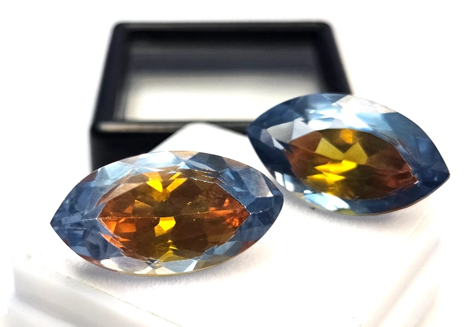 Pitambari Sapphire Natural Marquise Cut 18-19 Ct Certified Pair Gemstone FR-019 - Изображение 1 из 4