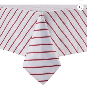 60”X102” Red Striped Tablecloth Metallic Shimmer Candy Cane Peppermint NEW - Picture 1 of 6