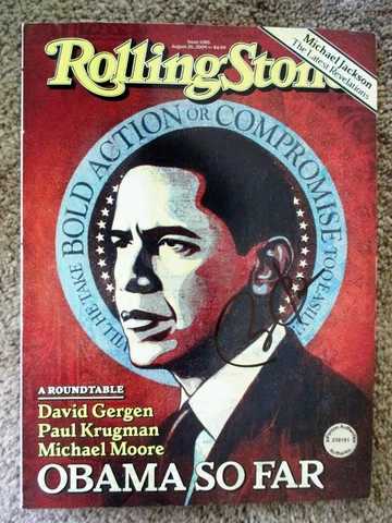 Barack Obama Autographed 2009 Rolling Stone Magazine w/COA Cover