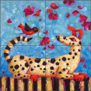Dog Tile Backsplash Cindy Revell Art Ceramic Mural POV-CR019 - Picture 1 of 6