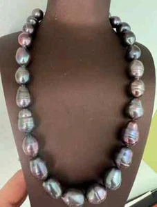 enorme 18" precioso 11-15MM natural AAA MAR DEL SUR COLLAR PERLAS BROCHE ORO 14K - Imagen 1 de 4