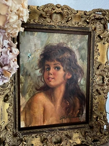 Alte Malerei von Pier Germani  "Portrait eines junges Mädchens " um 1955 - Picture 1 of 7