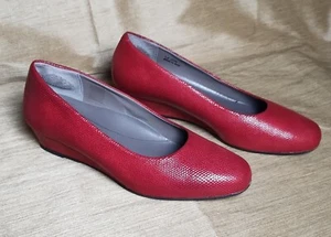 SAS Sofia Red Leather Made In Tuscany Italy Wedge Pump Women's Shoes Size 10W - Picture 1 of 15