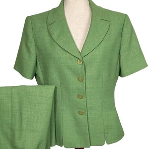 Conjunto de traje falda Le Suit para mujer 12 verde vibrante manga corta carrera fiesta verano - Imagen 1 de 15