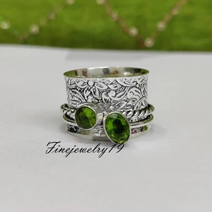 Peridot Ring 925 Sterling Silver Spinner Ring Meditation Handmade Jewelry SB71 - Picture 1 of 3