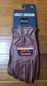 Harley-Davidson Motorcycle Hampton Full-Finger Brown Leather Gloves Mens 2XL - Picture 1 of 5