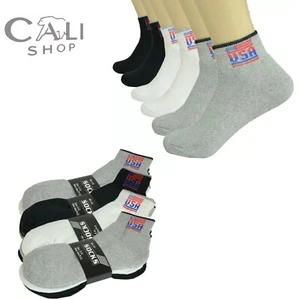 12 Paar Herren Knöchel Viertel Sport Arbeit USA Sport Socken Baumwolle Größe 9-11 10-13 - Bild 1 von 7