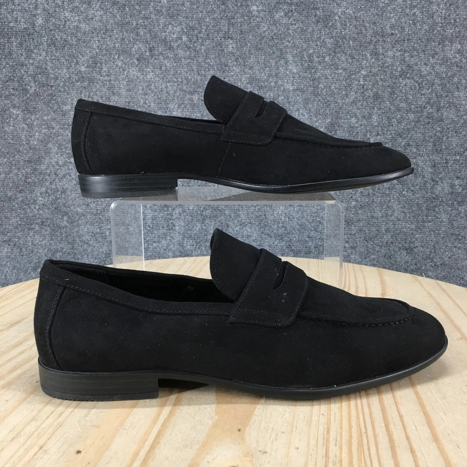 H&M Shoes Mens 8.5 Casual Slip On Apron Toe Penny Loafer Flats Black Fabric - Image 1 of 4