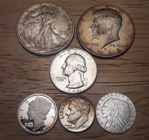 90% + .999 Silver Toner Lot 1944 D Bu Walking Liberty, Kennedy Bullion And More Cover