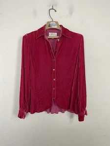 Ryan Michael Womens Shirt S Pink Velvet Silk Button Up Holiday Evening Bubblegum - Picture 1 of 8