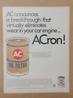 VINTAGE 1966 Print Ad Advertisement ACron AC Oil Filter