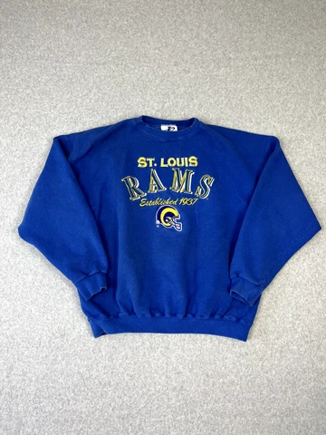 Vintage St. Louis RamsSweatshirt Mens Large Blue Embroidered Logo Athletics Cover
