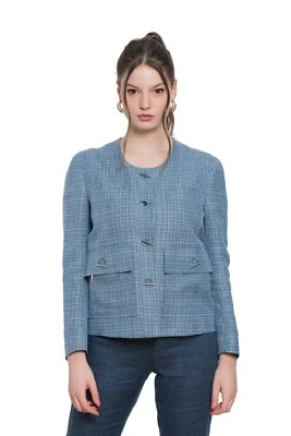 1650$ BELVEST Cáñamo + Lana Lúpulo Azul Mujer Blazer Chaqueta 42 IT / 6 US / 38 FR Foto 1 de 4