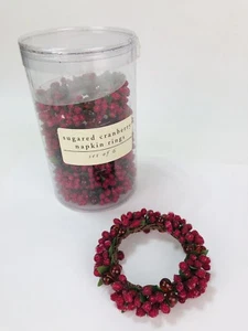 6x PIER 1 Gezuckerte Cranberry Serviettenringe Perlen 6er Set Urlaub Weihnachtsdeko - Bild 1 von 6