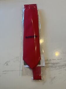 New Authentic Burberry Men Solid Red Silk Tie Christmas Formal Tuxedo $280