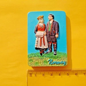 NORWAY NATIONAL CLOTHS - COUPLE - RESIN FRIDGE MAGNET - SIGHTS OF COUNTRY - NEW - Picture 1 of 2