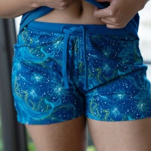 Women's Women's Bamboo Sleep Shorts - Ocean Whale Print - XL - Picture 1 of 2