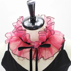 Women Lace-up Ruffle Fake Collar Mesh Tulle Choker Sweater Clothes Accessory - Picture 1 of 9
