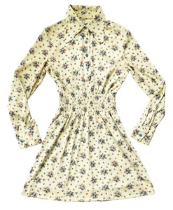 Mini Vestido Vintage CRACKER BARREL Crema Estampado Floral Cintura Ajustada Junior Talla 9 - Imagen 1 de 11