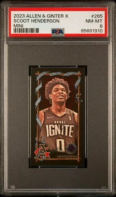 2023 Topps Allen & Ginter X MINI Scoot Henderson Rookie Card #265 PSA 8 NM MT RC - Image 1 of 2