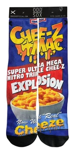 Odd Sox Chee-Z Mac Crew Socks Mens Womens Macaroni and Cheese Fits Size 6-13 NEW - Picture 1 of 1