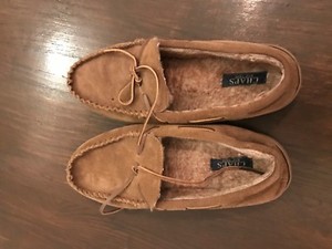men's chaps suede moccasin slippers