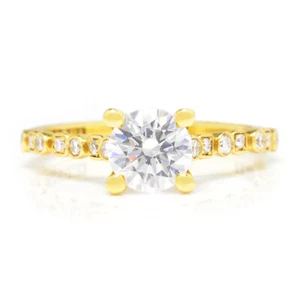 Anillo de compromiso redondo esculpido de media luna Tacori semi-montaje amarillo 18 k - Imagen 1 de 6