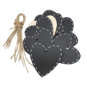 10x Mini Heart Chalkboard Black Board Label Tag w String Wood Board 72x73mm - Picture 1 of 7
