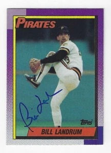 Autographed 1990 Topps BILL LANDRUM Pittsburgh Pirates Card #425 w/ COA - Picture 1 of 1