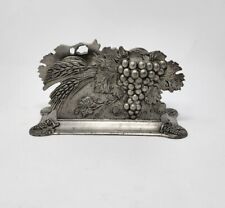 Vtg Travail A La Main French Pewter Napkin Letter Holder Grapes Hand Crafted